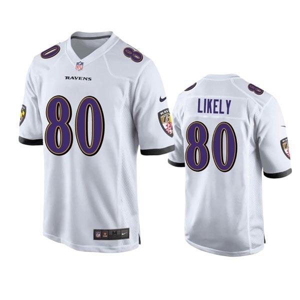 Men's Baltimore Ravens #80 Isaiah Likely White Vapor Limited Jersey