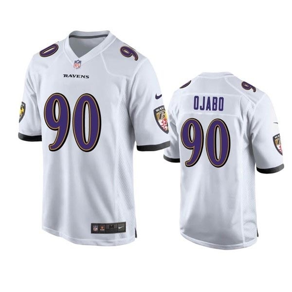 Men's Baltimore Ravens #90 David Ojabo White Stitched Vapor Limited Jersey