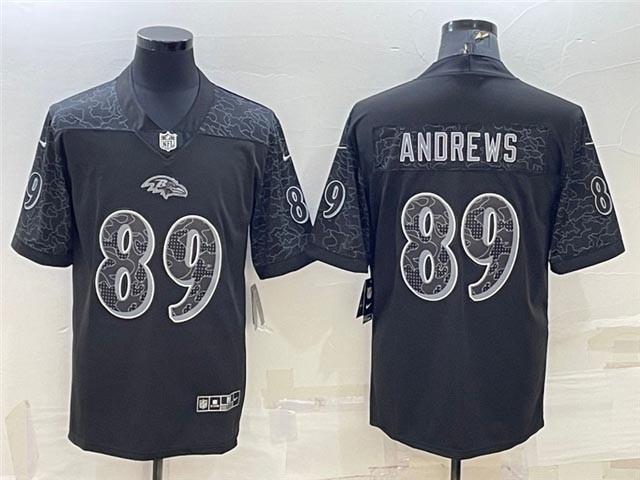 Men's Baltimore Ravens #89 Mark Andrews Black Reflective Limited Stitched Football Jersey