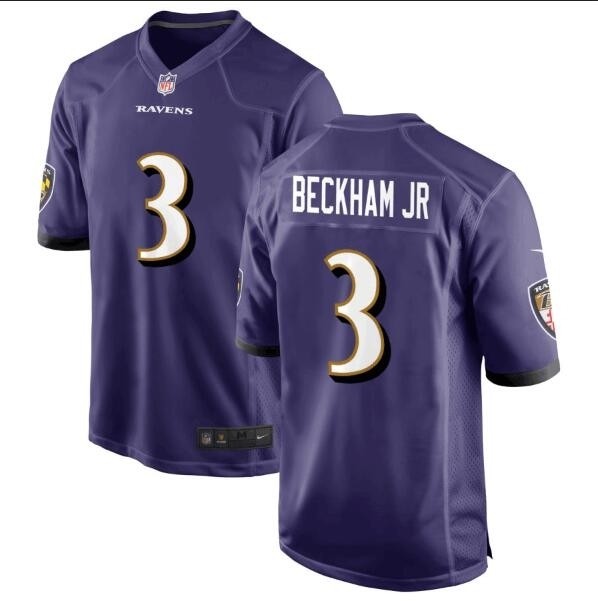 Men's Baltimore Ravens #3 Beckham Jr Purple NFL Vapor Limited Jerseys