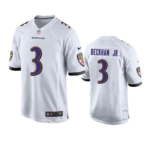 Men's Baltimore Ravens #3 Odell Beckham Jr. White NFL Vapor Limited Jerseys