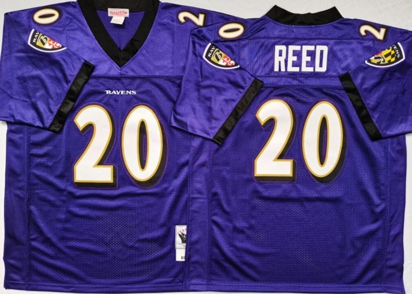 NFL Ravens #20 Ed Reed Purple M&N Throwback Jersey