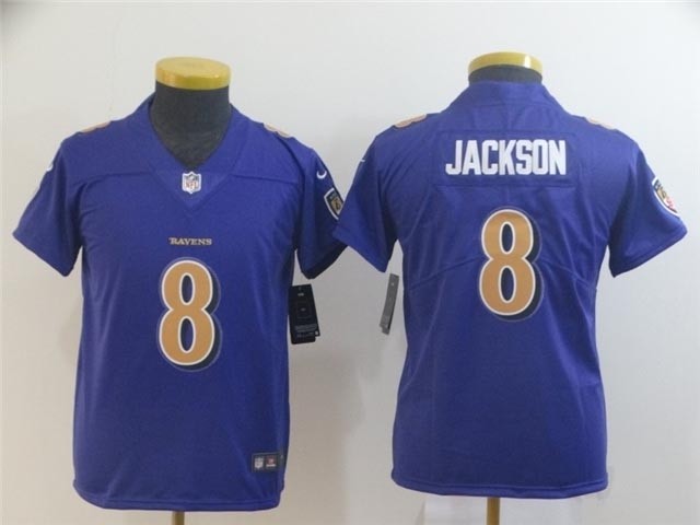 Youth Baltimore Ravens #8 Lamar Jackson Purple Color Rush Limited Jersey