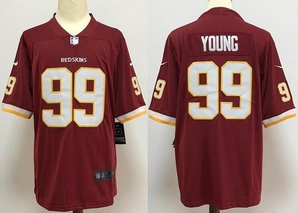 Men's Washington Redskins #99 Chase Young Burgundy 2020 NFL Draft First Round Pick Red vapor Limited Jersey