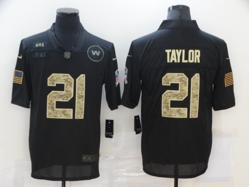 Nike Washington Redskins #21 Sean Taylor Black Camo 2020 Salute To Service Limited Jersey