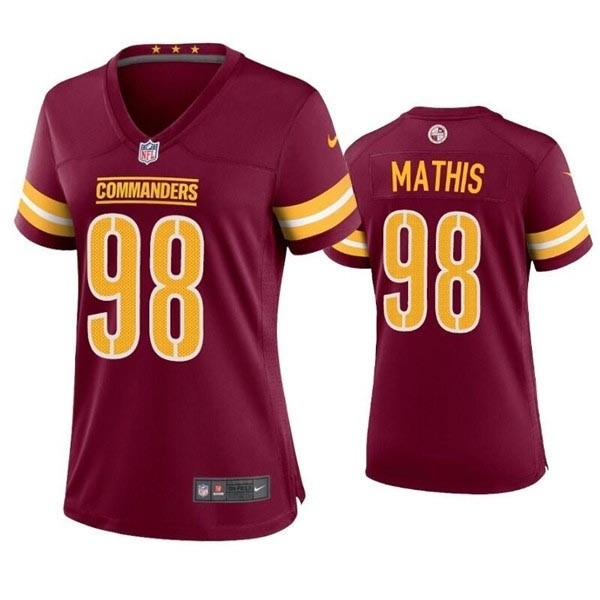 Women's Washington Commanders #98 Phidarian Mathis 2022 Burgundy Game Stitched Jersey(Run Small)