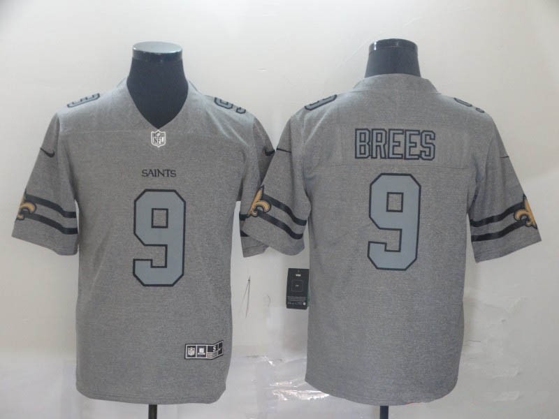 NFL New Orleans Saints #9 Drew Brees 2019 Gray Gridiron Gray Vapor Untouchable Limited Jersey