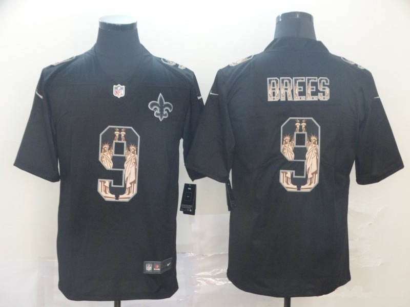 NFL New Orleans Saints #9 Drew Brees Black Statue Of Liberty Limited Jersey