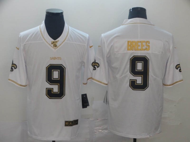 NFL New Orleans Saints #9 Drew Brees White Gold Vapor Untouchable Limited Jersey