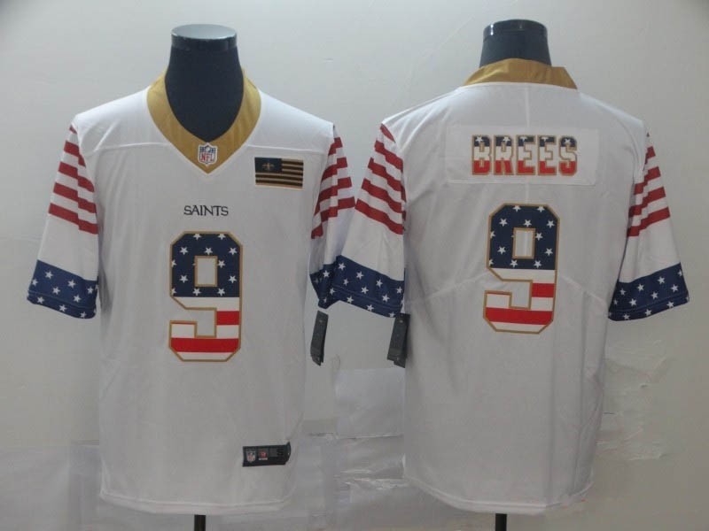 NFL New Orleans Saints #9 Drew Brees White Salute To Service USA Flag Fashion Limited Jersey