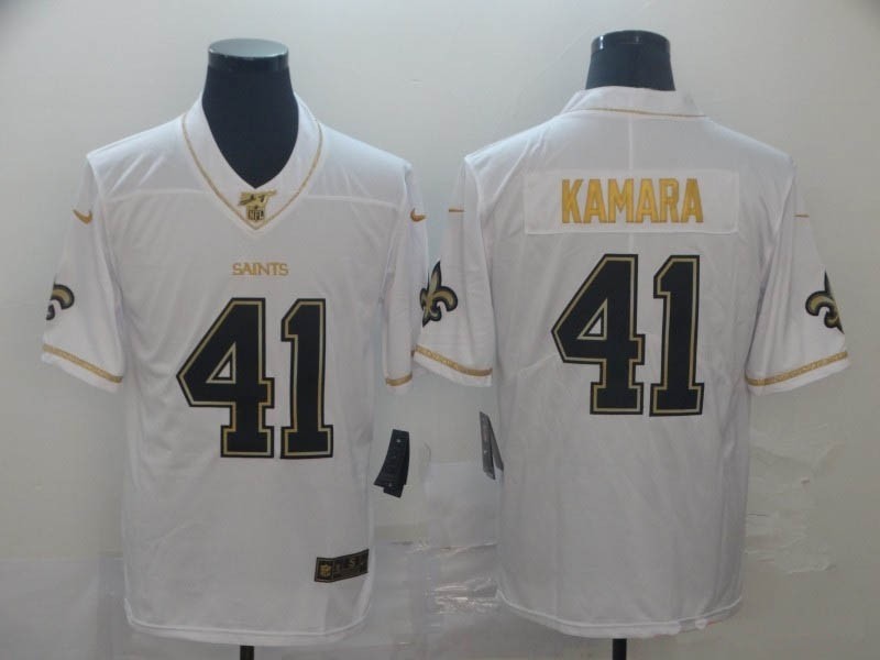 NFL New Orleans Saints #41 Alvin Kamara White Gold Vapor Untouchable Limited Jersey