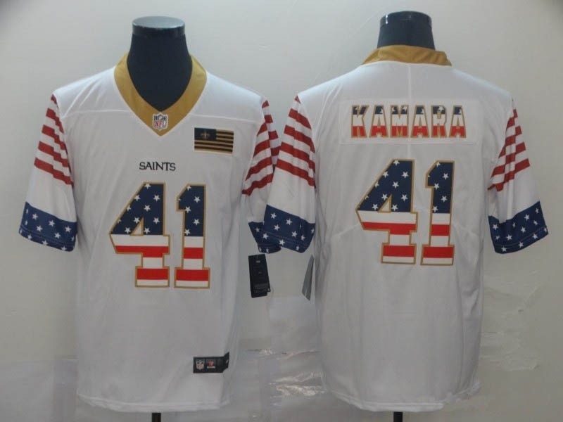 NFL New Orleans Saints #41 Alvin Kamara White Salute To Service USA Flag Fashion Limited Jersey