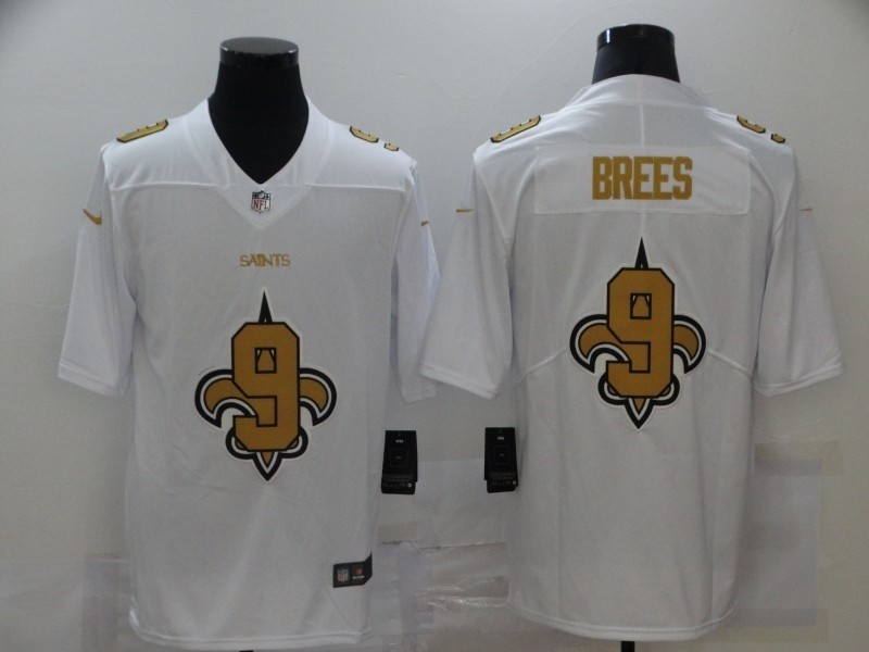 Nike New Orleans Saints #9 Drew Brees White Shadow Logo Limited Jersey