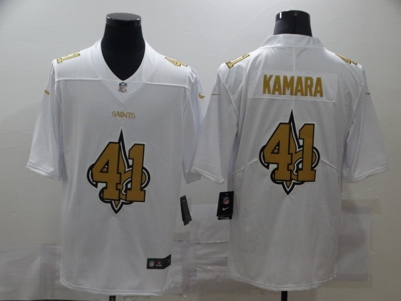 Nike New Orleans Saints #41 Alvin Kamara White Shadow Logo Limited Jersey