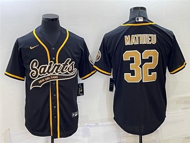 NFL New Orleans Saints #32 Tyrann Mathieu Black Baseball Cool Base Jersey