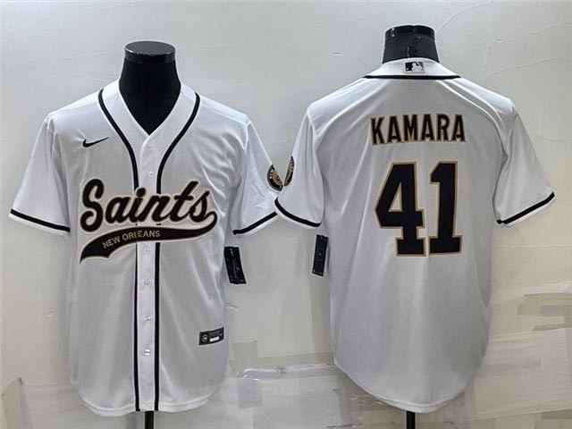 NFL New Orleans Saints #41 Alvin Kamara White Baseball Cool Base Jersey