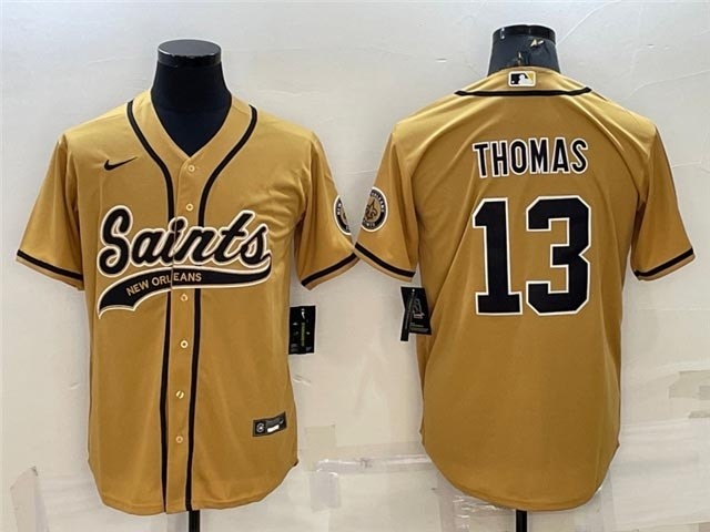 NFL New Orleans Saints #13 Michael Thomas Gold Baseball Cool Base Jersey