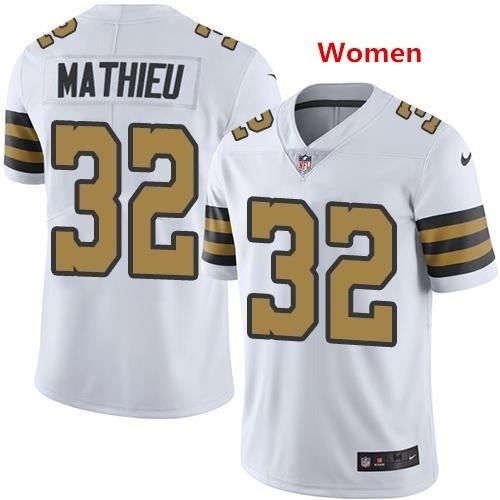 Women's New Orleans Saints #32 Tyrann Mathieu White Color Rush Limited Stitched Jersey