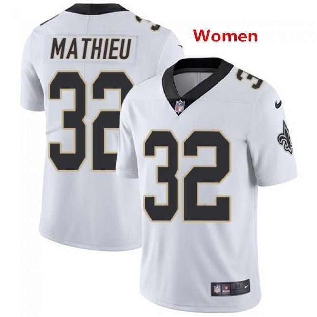 Women's New Orleans Saints #32 Tyrann Mathieu White Vapor Untouchable Limited Stitched Jersey