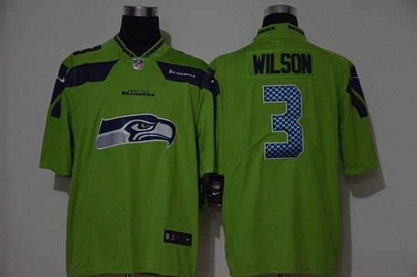 NFL Seattle Seahawks Russell Wilson #3 Green Team Big Logo Vapor Untouchable Limited Jersey