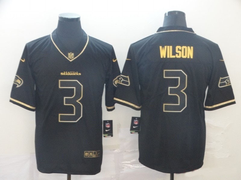 NFL Seattle Seahawks #3  Russell Wilson Black Gold Vapor Untouchable Limited Jersey