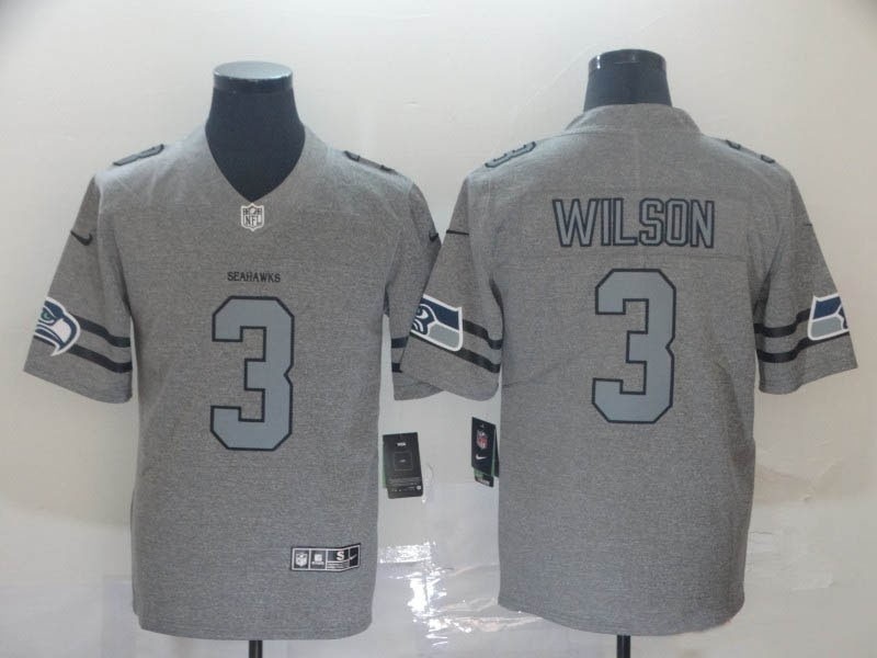 NFL Seattle Seahawks #3  Russell Wilson Gray Gridiron Gray Vapor Untouchable Limited Jersey