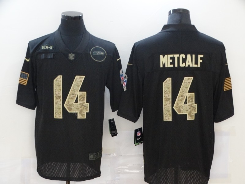 Nike Seattle Seahawks #14 D.K. Metcalf Black Camo 2020 Salute To Service Limited Jersey