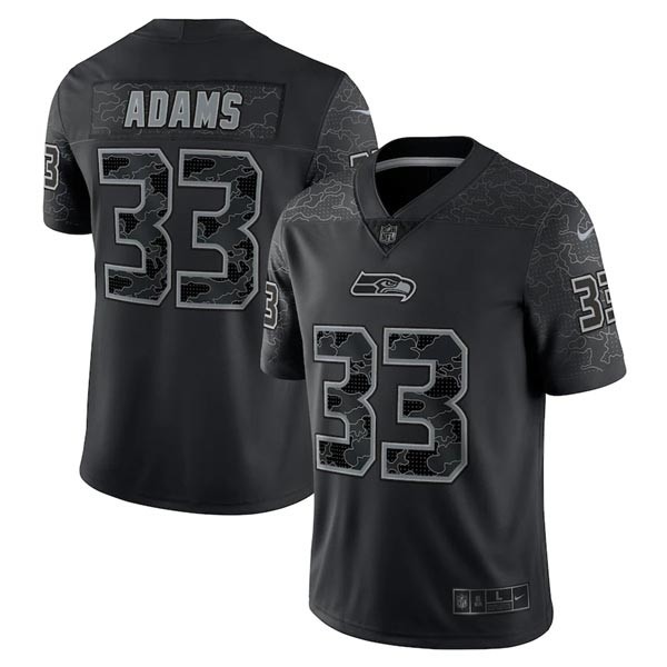 Men's Seattle Seahawks #33 Jamal Adams Black Reflective Limited Stitched Football Jersey