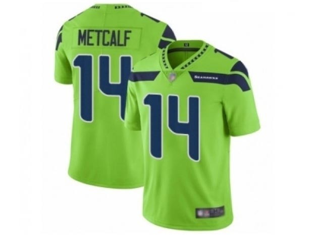 Youth Seattle Seahawks #14 DK Metcalf Green Color Rush Limited Jersey