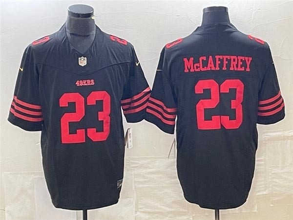 Men's San Francisco 49ers #23 Christian McCaffrey Black 2023 F.U.S.E. Vapor Limited Stitched Football Jersey