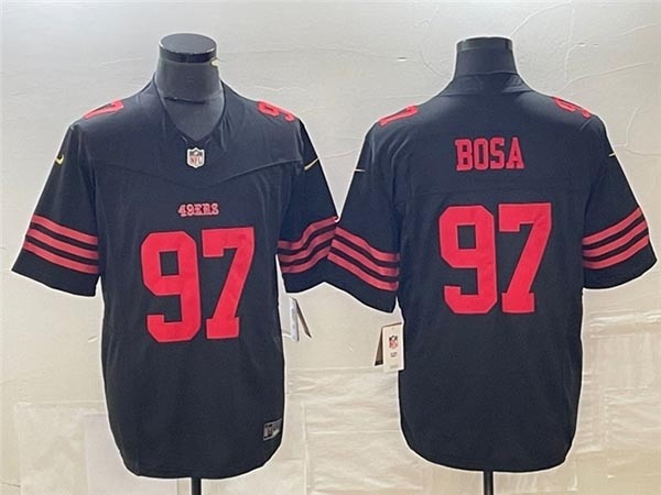 Men's San Francisco 49ers #97 Nick Bosa Black 2023 F.U.S.E. Vapor Limited Stitched Football Jersey