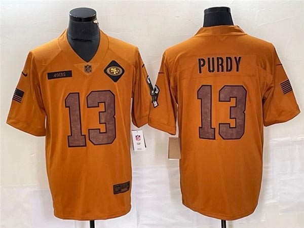 Men's San Francisco 49ers #13 Brock Purdy 2023 Brown Salute To Service Limited Jersey