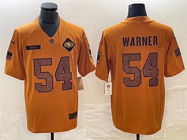 Men's San Francisco 49ers #54 Fred Warner 2023 Brown Salute To Service Limited Jersey