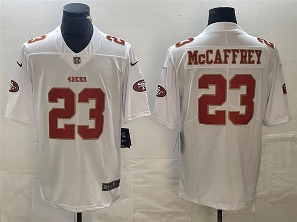 Men's San Francisco 49ers #23 Christian McCaffrey Tundra White Fashion Limited Jersey