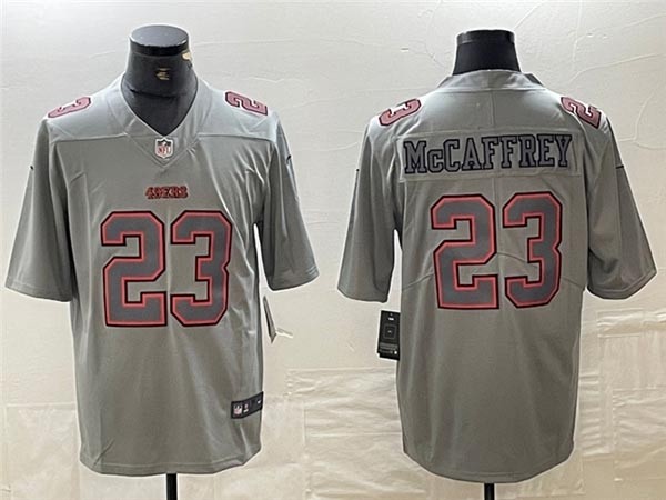 Men's San Francisco 49ers #23 Christian McCaffrey Gray Atmosphere Fashion Limited Jersey