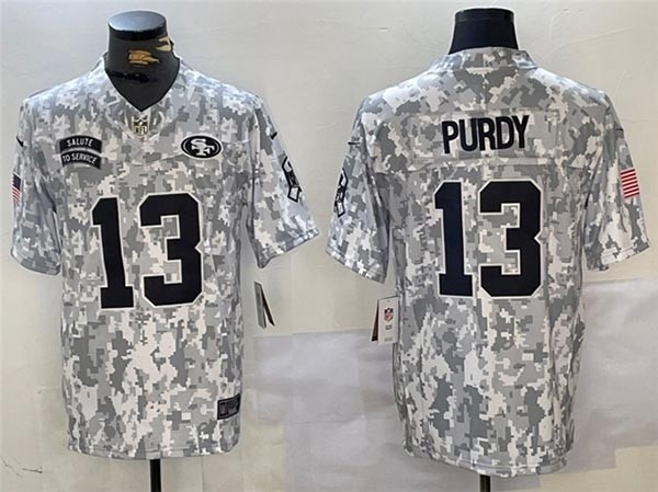 Men's San Francisco 49ers #13 Brock Purdy Arctic Camo 2024 Salute To Service Limited Jersey