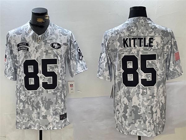 Men's San Francisco 49ers #85 George Kittle Arctic Camo 2024 Salute To Service Limited Jersey