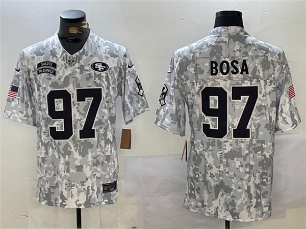 Men's San Francisco 49ers #97 Nick Bosa Arctic Camo 2024 Salute To Service Limited Jersey