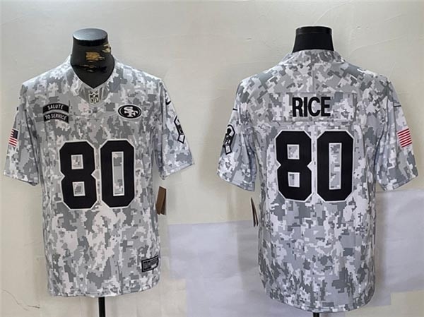 Men's San Francisco 49ers #80 Jerry Rice Arctic Camo 2024 Salute To Service Limited Jersey