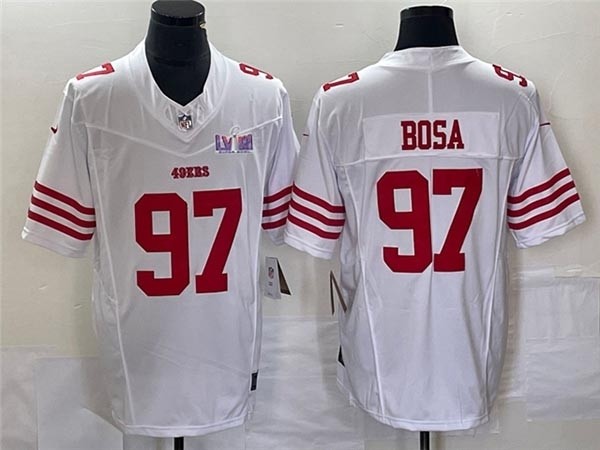 Men's San Francisco 49ers #97 Nick Bosa White Super Bowl LVIII F.U.S.E. Limited Jersey