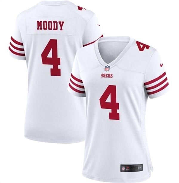 Women's San Francisco 49ers #4 Jake Moody White Stitched Jersey(Run Small)