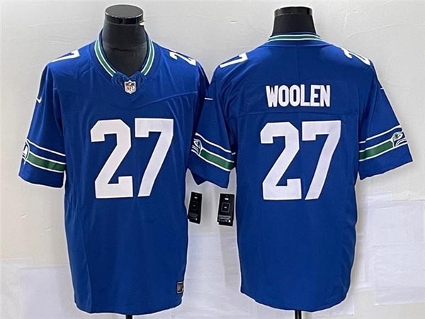 Men's Seattle Seahawks #27 Tariq Woolen Royal 2023 F.U.S.E. Vapor Limited Throwback Stitched Jersey