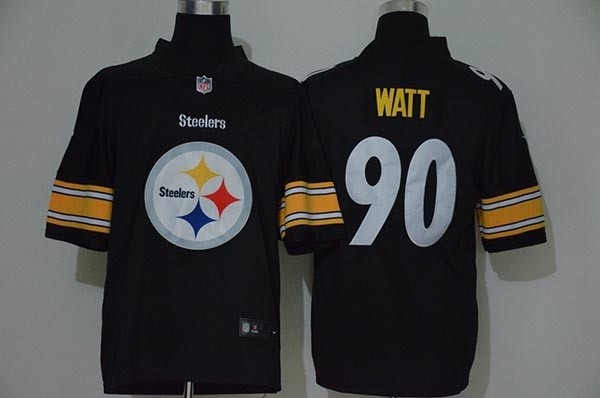 NFL Steelers #90 T.J. Watt Black Team Big Logo Vapor Untouchable Limited Jersey