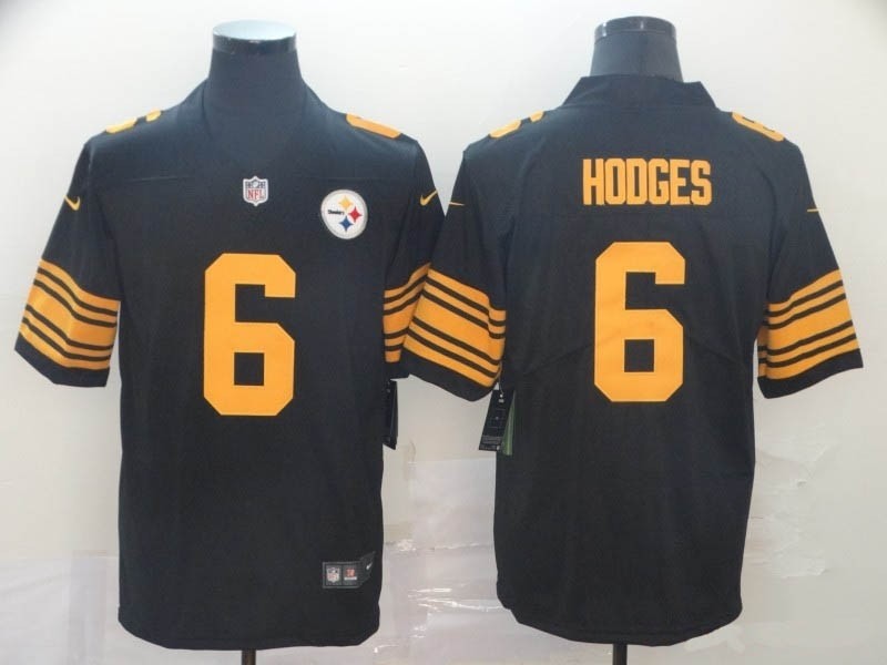 NFL Steelers #6 Devlin Hodges Black yellow number Rush Limited Jersey