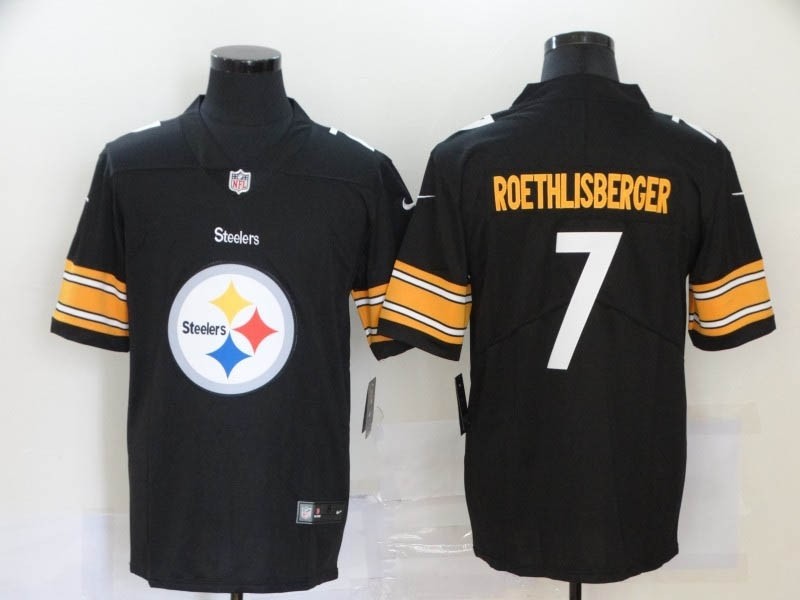 NFL Steelers #7 Ben Roethlisberger Black Team Big Logo Vapor Untouchable Limited Jers