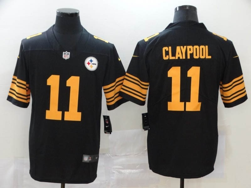 NFL Steelers #11 Chase Claypool Black yellow number Rush Limited Jersey