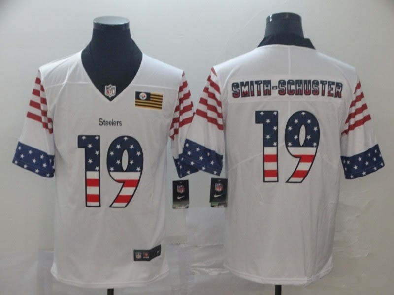 NFL Steelers #19 Smith-Schuster White Salute To Service USA Flag Fashion Limited Jersey