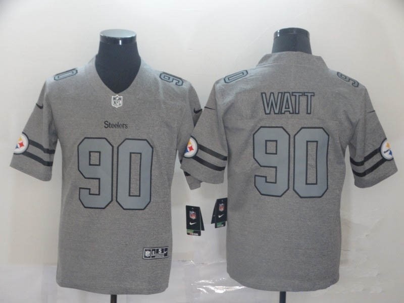 NFL Steelers #90 T.J. Watt 2019 Gray Gridiron Gray Vapor Untouchable Limited Jersey