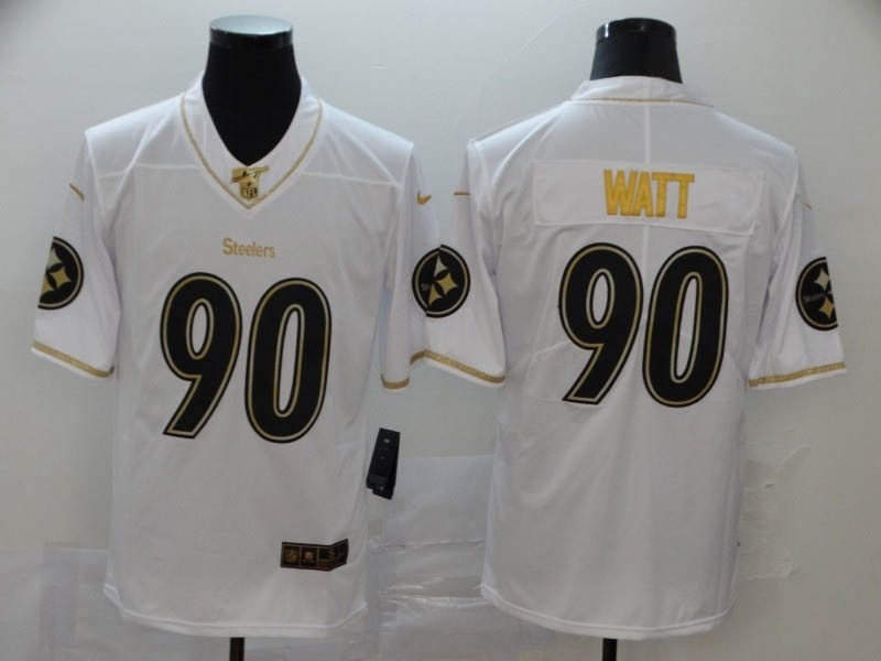 NFL Steelers #90 T.J. Watt White Gold Vapor Untouchable Limited Jersey