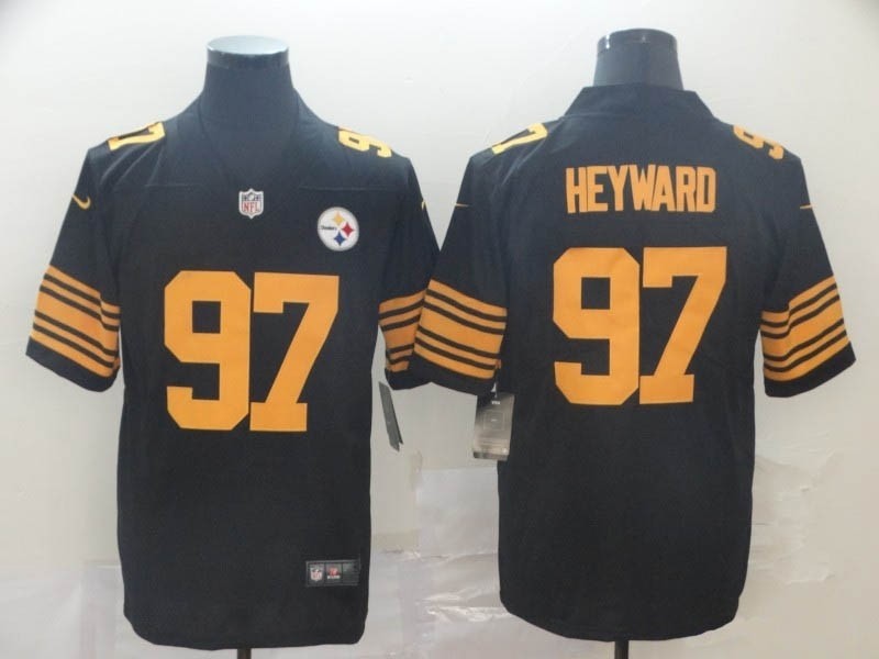 NFL Steelers #97 Cameron Heyward Black yellow number Rush Limited Jersey